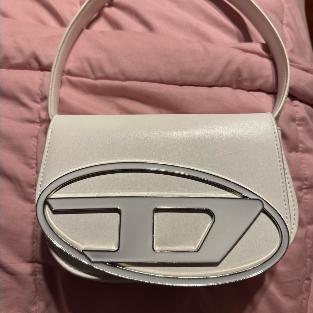 Diesel White Geometric Shoulder Bag